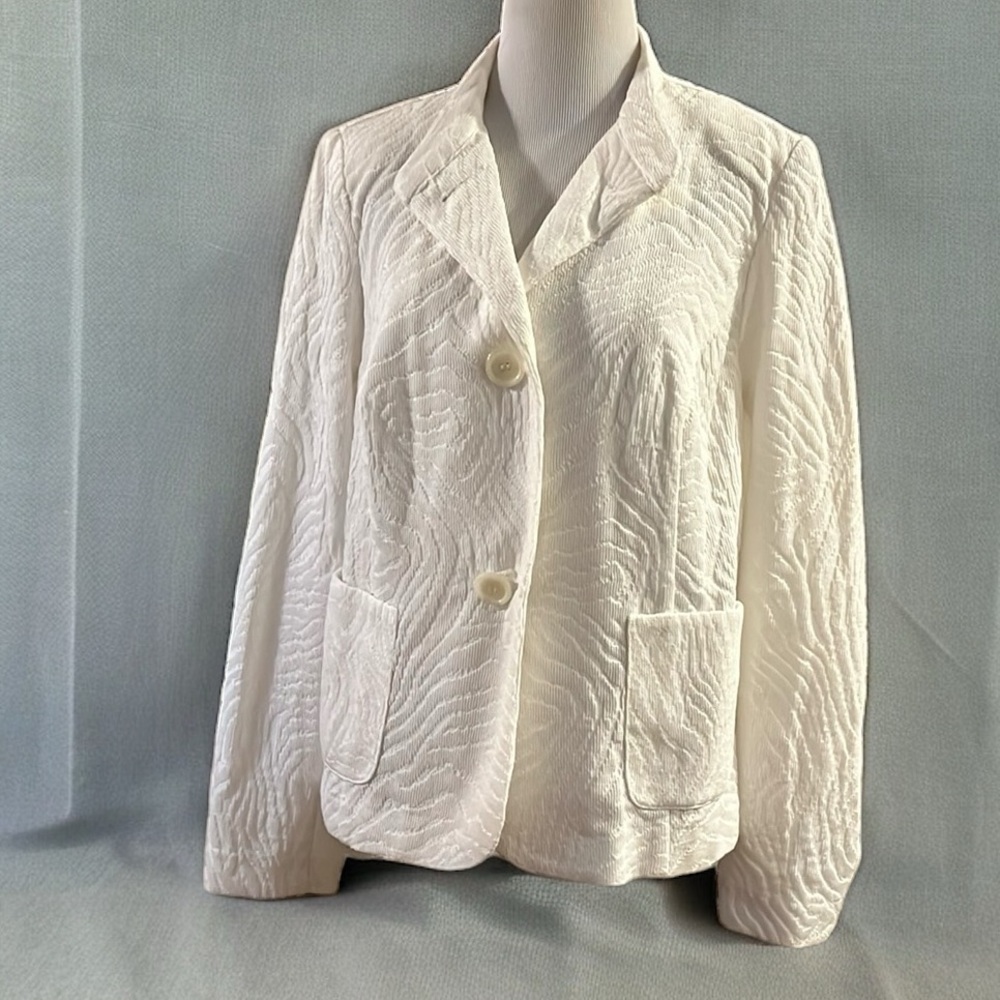 KIM ROGERS CAREER BUTTON FRONT BLAZER JACKET IVORY WHITE SIZE PL NEW WITH TAGS